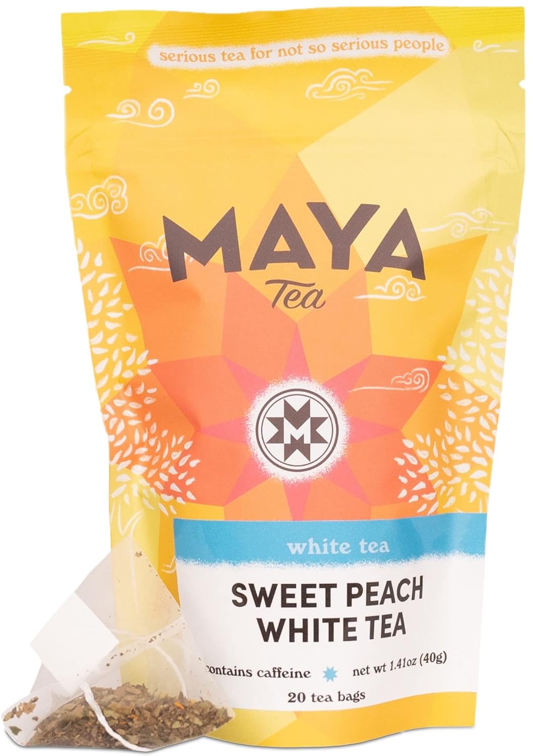 Maya Tea Sweet Peach White Tea Sachets, Contains Caffeine, All Natural, Pack Of 20