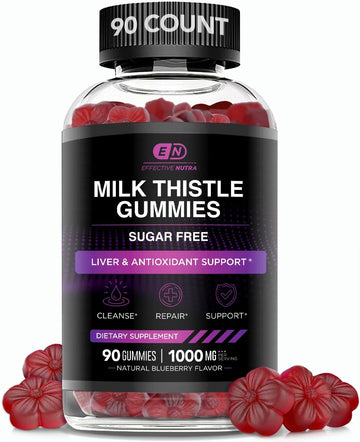 Milk Thistle Gummies - Sugar Free Milk Thistle 1000Mg Extract, Liver Detox And Antioxidant Support (90Ct)