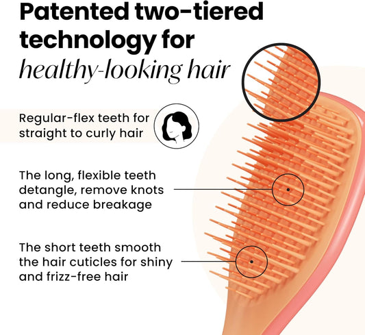 Tangle Teezer | The Mini Ultimate Detangler Hairbrush |Gentle On Wet Hair | Two-Tiered Teeth & Comfortable Handle | Ideal For Kids And Travel | Reduces Knots & Breakage | Salmon Pink & Apricot