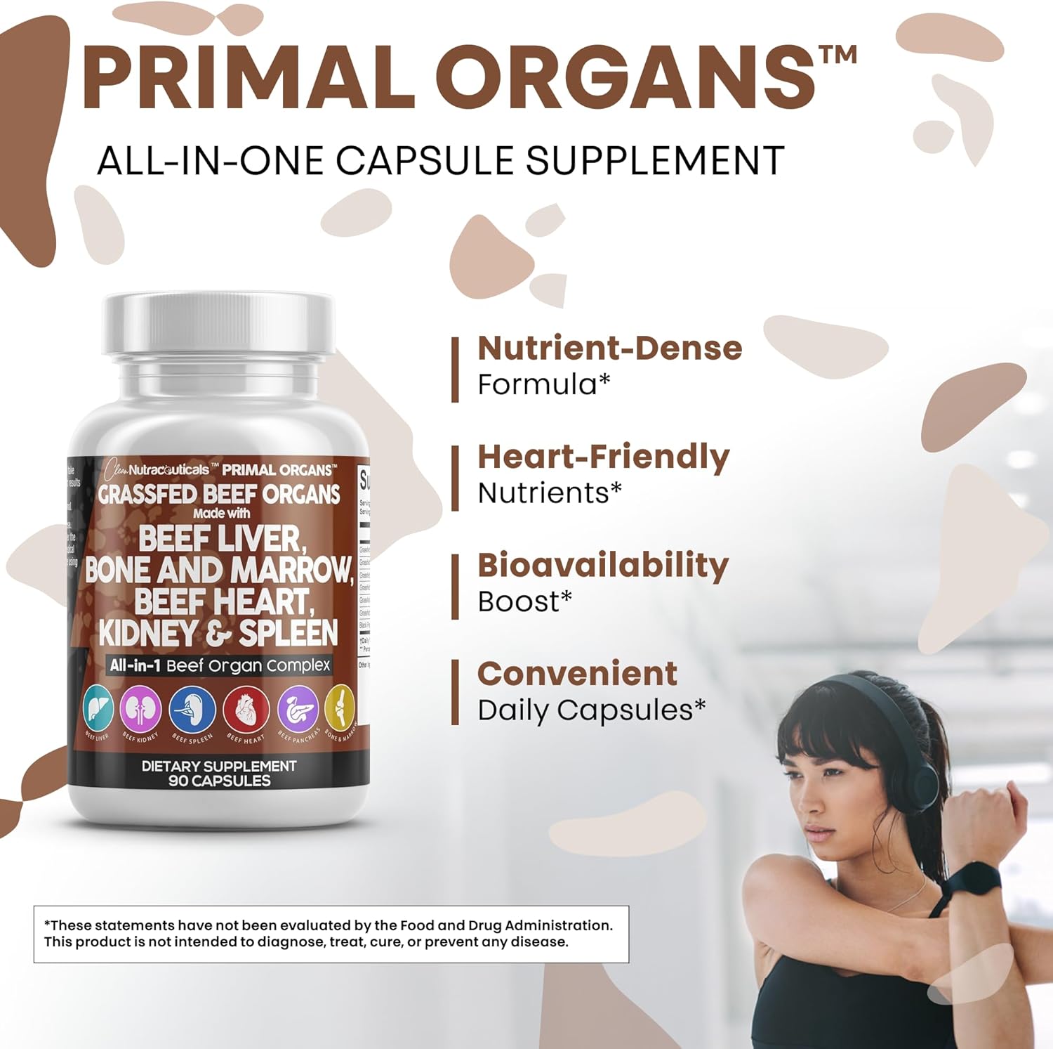 Clean Nutraceuticals Grass Fed Beef Liver Capsules - Premium Quality Supplement Packed With Desiccated, Beef Heart, Spleen, Pancreas Plus Bone & Marrow Dao Enzyme Pills : Health & Household