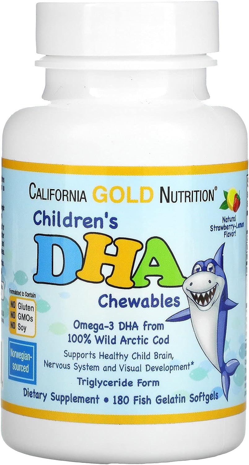 Childrens DHA Omega-3 Fish Oil Chewables, Wild Arctic Cod, Strawberry-