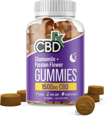 Cbdfx 1500Mg High Strength Vegan Sleep Cbd Gummies, 10Mg Each Of Chamomile, Passionflower And Lemon Balm /25Mg Cbd Per Gummy 60X Bottle (30 Days)