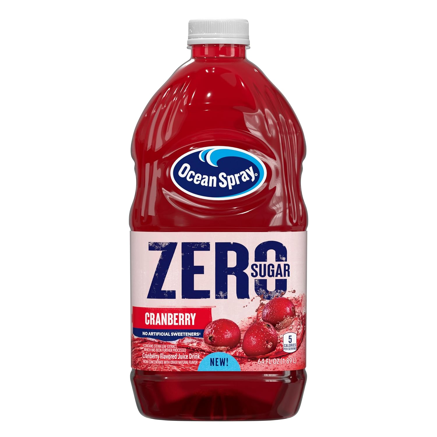 Ocean Spray® ZERO Sugar Cranberry Juice Drink, Cranberry Juice Drink Sweetened with Stevia, 64 Fl Oz Bottle