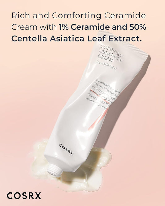 Cosrx Balancium Comfort Ceramide Cream, 2.82 Oz/80G | 50% Centella Asiatica Soothing & Long-Lasting Facial Moisturiser For Dry Skin | Matte Finish | Korean Skin Care, Animal Testing Free, Paraben Free