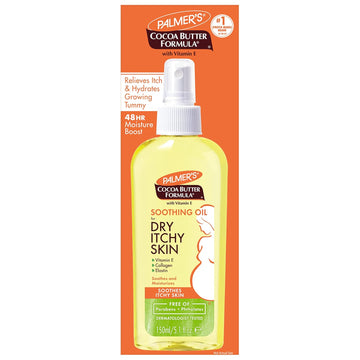 Palmer's Cocoa Butter Formula Soothing Oil with Vitamin E, Dry, Itchy Skin Relief, Pregnancy-Safe Anti-Itch Body Oil, 5.1 Ounces