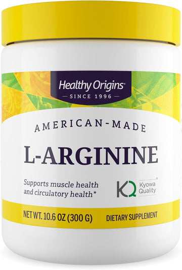 Healthy Origins - L-Arginine (American-Made, Non-GMO, Gluten Free, Muscle Support), 10.6 Ounce