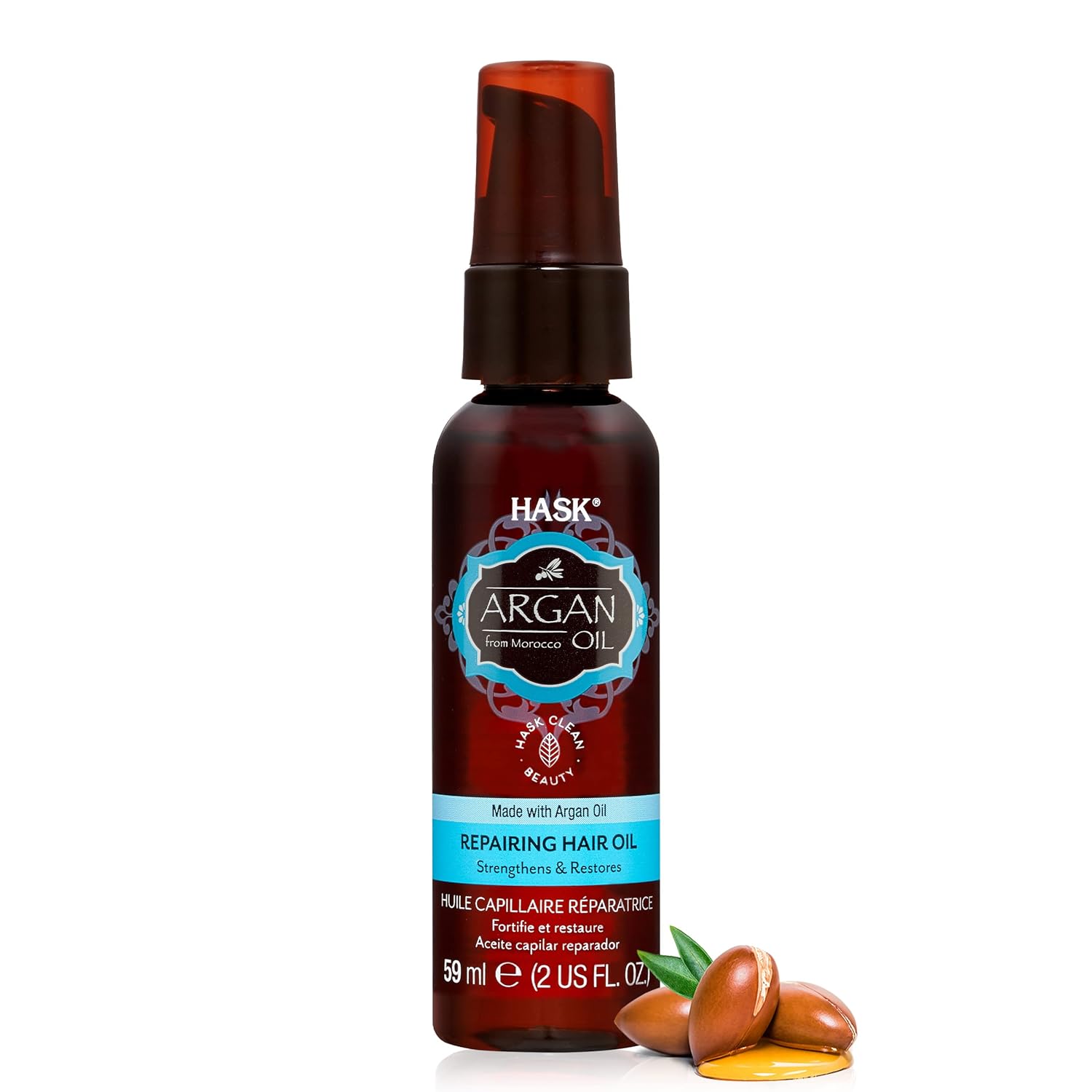 Hask Argan Repairing Hair Oil Shine Hair Oil For All Hair Types, Vegan, Color Safe, Gluten-Free, Sulfate-Free, Paraben-Free - 2 Oz