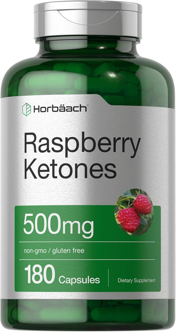 Horbäach Raspberry Ketones | 500Mg | 180 Capsules | Non-Gmo & Gluten Free Pills