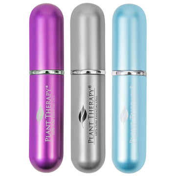 Plant Therapy Essential Oils Aromatherapy Nasal Inhaler Multi-Color Stick Tubes, 3 Pack Personal, Portable, Aluminum And Glass Nasal Inhalers With Cotton Wicks