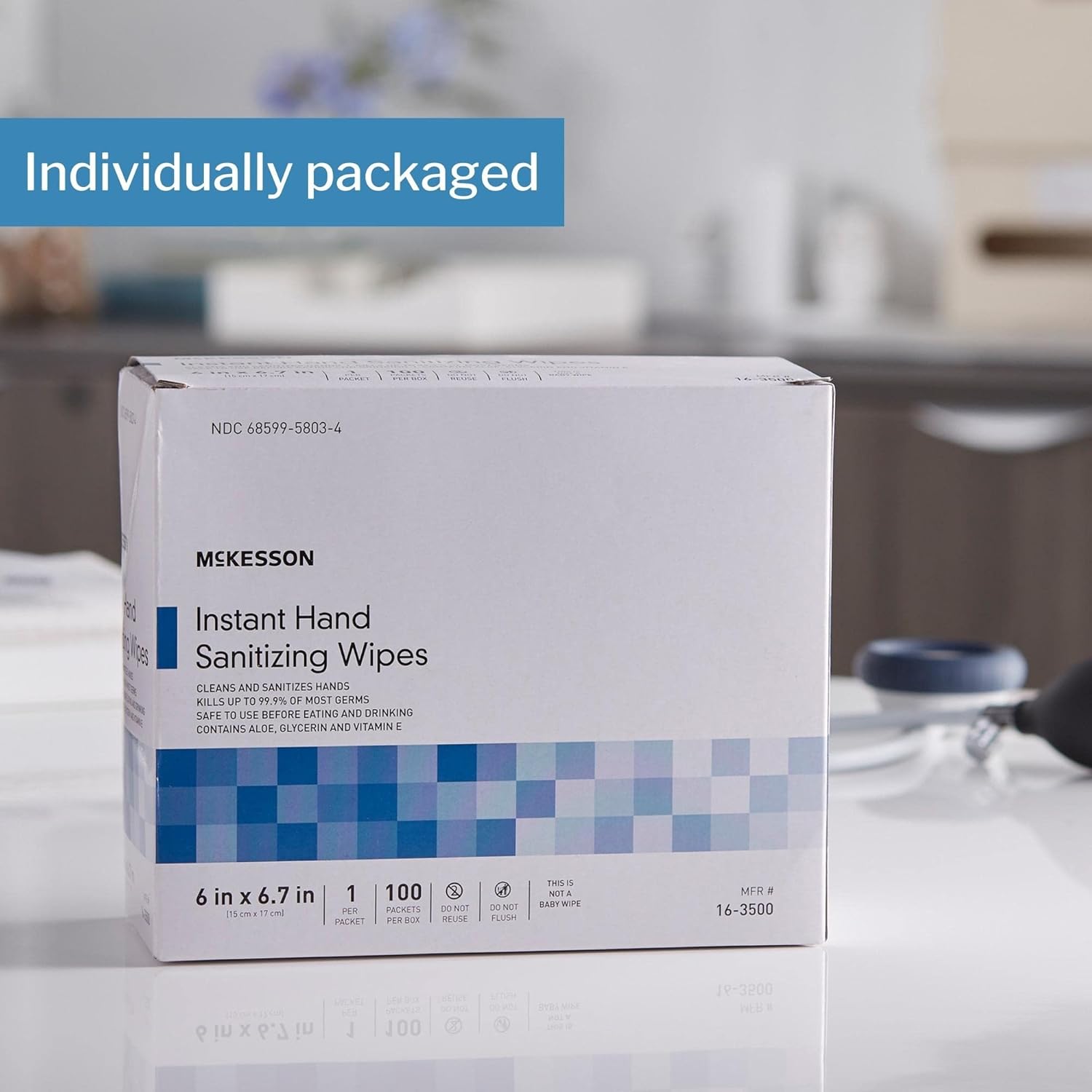 McKesson Instant Hand Sanitizing Wipes with Aloe, Glycerin and Vitamin E, Sterile, Individually Wrapped Single Towelettes, 100 Wipes, 1 Pack : Health & Household