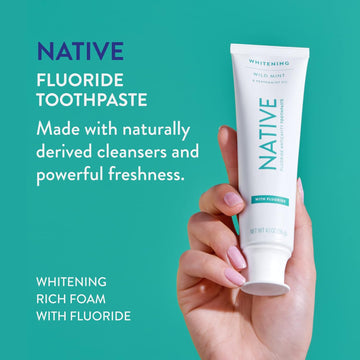 Native Toothpaste Made From Naturally-Derived Cleaners And Simple Ingredients That Safely Whitens Teeth, 4.1 Oz, Wild Mint Fluoride Free - 1 Count