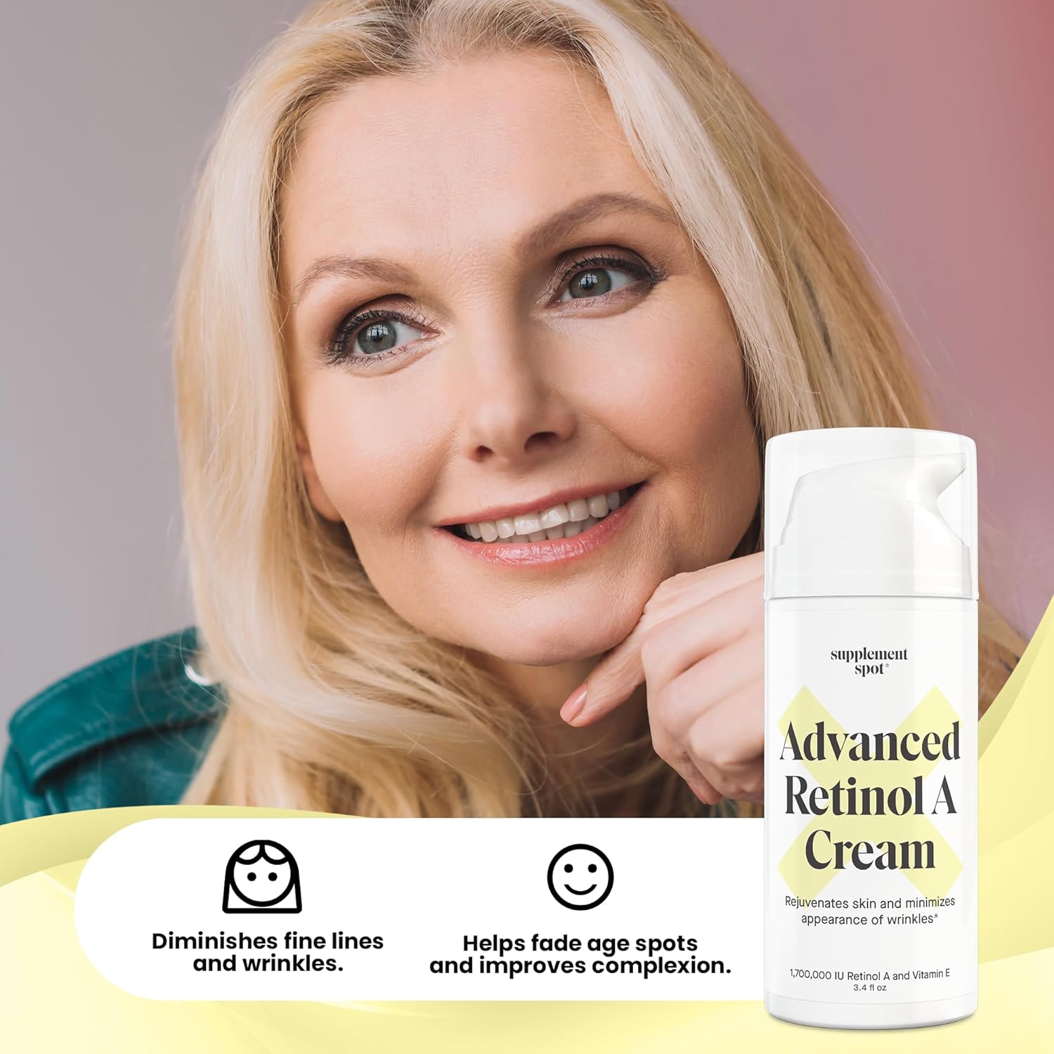 Supplement Spot Advanced Retinol A Cream - Moisturizer W/Vitamin E, Coconut & Almond Oil- Retinol Daily Anti-Aging Cream For Face – For Smoother Looking Skin (3.4 Oz) : Beauty & Personal Care