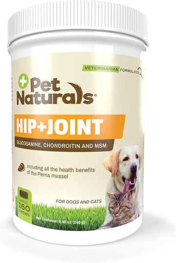 Pet Naturals Hip And Joint Supplement With Glucosamine, Chondroitin And Msm For Dogs And Cats, Duck Flavor, 160 Chews