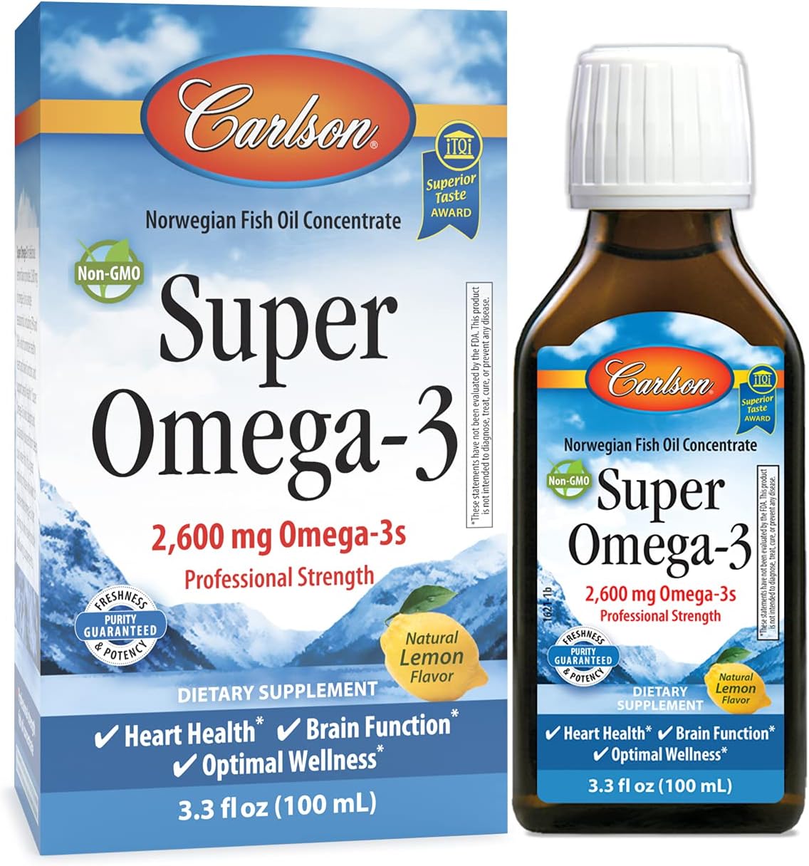 Carlson - Super Omega-3, 2600 mg Omega-3s, Omega-3 Liquid, Wild Caught