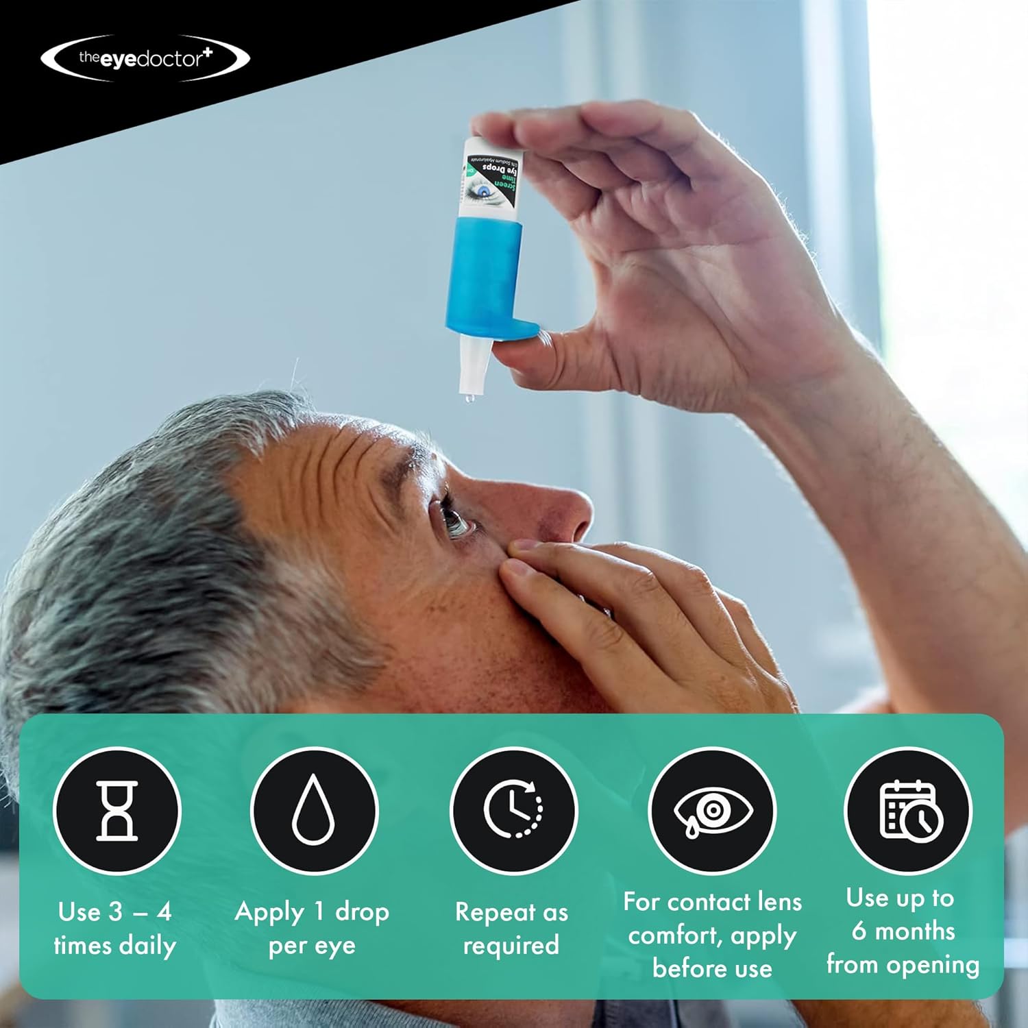 The Eye Doctor Screen Time Eye Drops for Dry Eyes - Preservative Free Eyedrops for Dry Eye and Tired Sore Eye Relief – Suitable for Contact Lenses with 0.1% Sodium Hyaluronate : Amazon.co.uk: Health & Personal Care