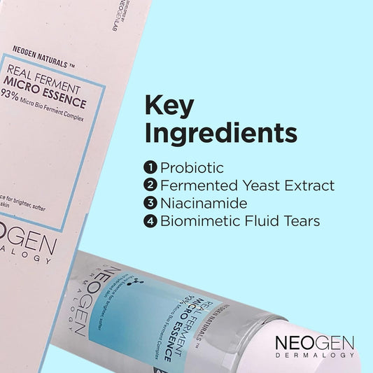 Neogen Dermalogy Real Ferment Micro Collection - With Naturally Fermented Ingredients (Rice) & Hyaluronic Acid For Hydrated, Brightened And Healthy Skin (Micro Essence + Micro Toner Set)