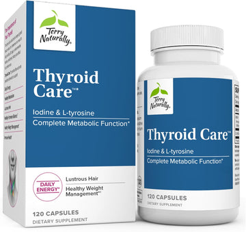 Terry Naturally Thyroid Care - 120 Capsules - Complete Metabolic Function - With Iodine + L-Tyrosine - Non-Gmo, Gluten Free, Kosher - 60 Servings