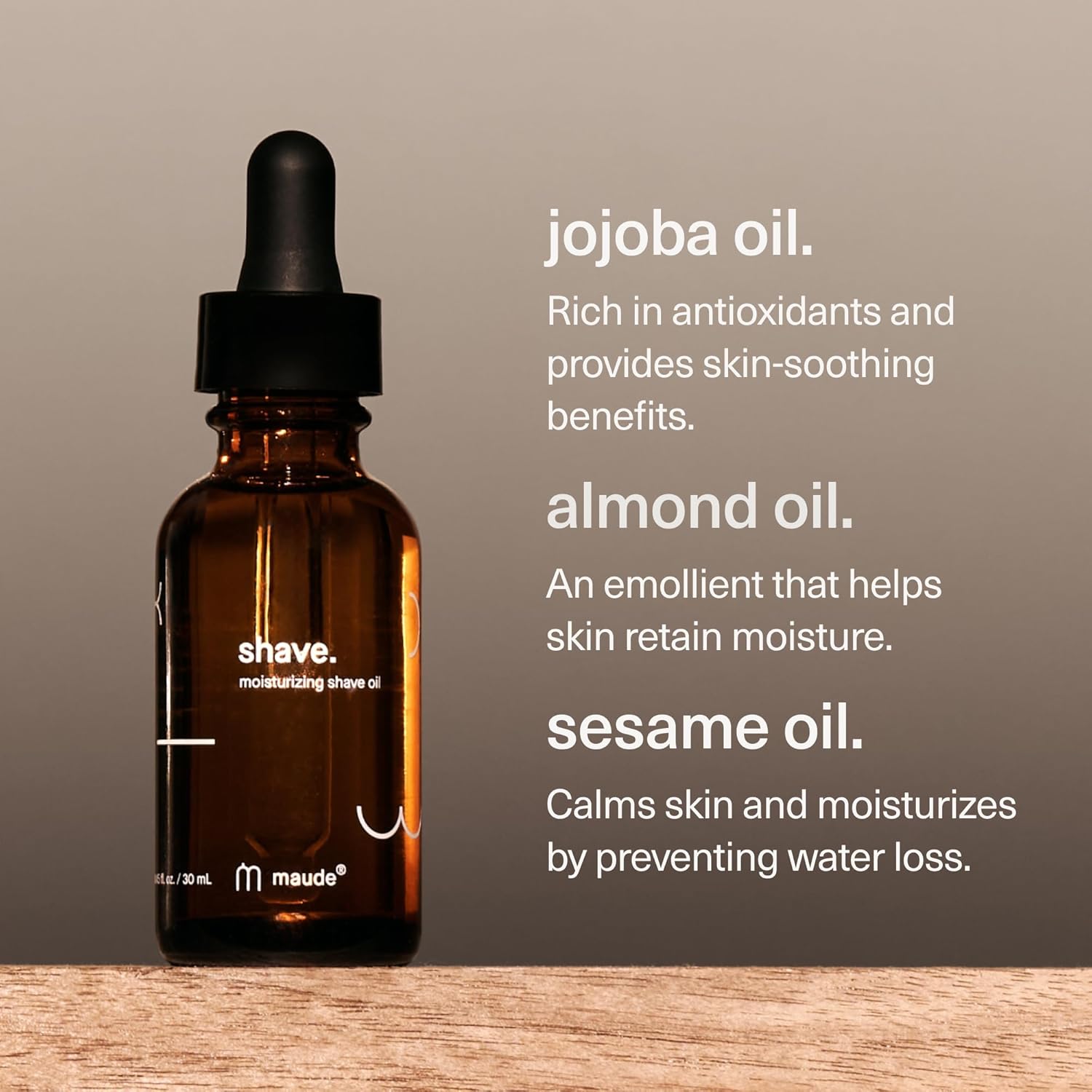 Maude Shave - Moisturizing Shave Oil For Hair Removal & Body Care - For Sensitive Areas, Legs, Underarms & Face - Made With Almond & Jojoba Oil + Light Cedarwood Scent (1 Oz) : Beauty & Personal Care