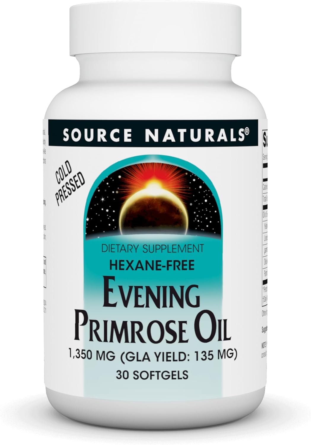 Source Naturals Evening Primrose Oil - Hexane-Free - 1350Mg - Gla Yield: 135 Mg - Cold-Pressed - 30 Softgels