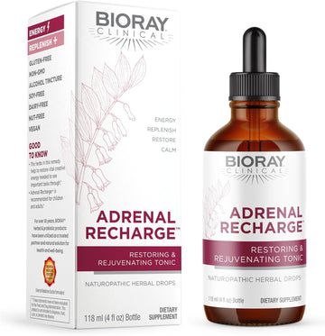 Bioray Clinical Adrenal Recharge - 4 Fl Oz - Restoring & Rejuvenating Alcohol Tincture - Non-Gmo, Vegan, Gluten Free