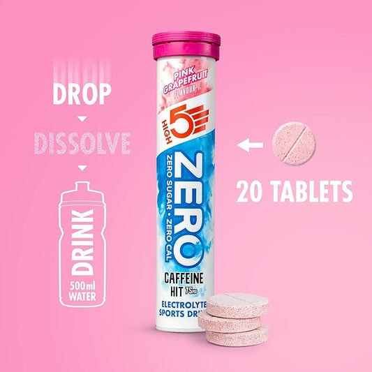 High5 Zero Caffeine Hit Electrolytetablets, Hydration Tablets Enhanced With Vitamin C, 0 Calories & Sugar Free, Boost Hydration, Performance & Wellness, Pink Grapefruit, 20 Tablets (20X, Pack Of 1)