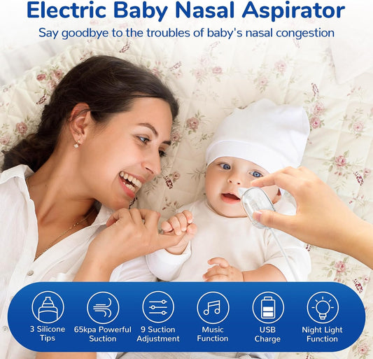 Electric Baby Nose Sucker, Hospital Grade, Nasal Aspirator for Baby with Adjustable 9 Levels Suction, Rechargeable with Night Light and Nursery Rhyme,BPA Free (Separable s1)