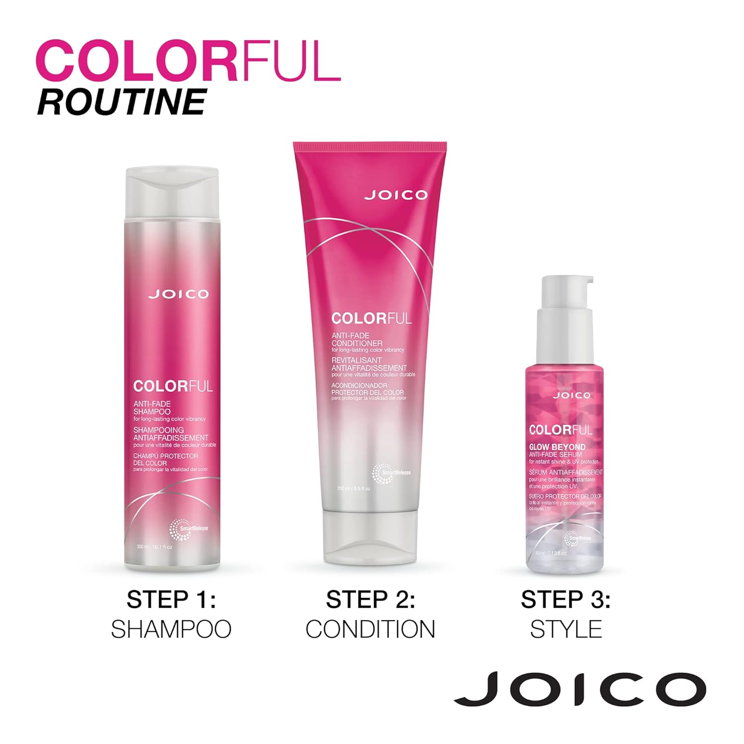 Joico Colorful Anti-Fade Shampoo and Conditioner | For Color-Treated Hair | Preserve Hair Color & Vibrancy Long-Term | Boost Shine & Reduce Breakage | Sulfate Free | With Camellia Oil & Pomegranate : Beauty & Personal Care