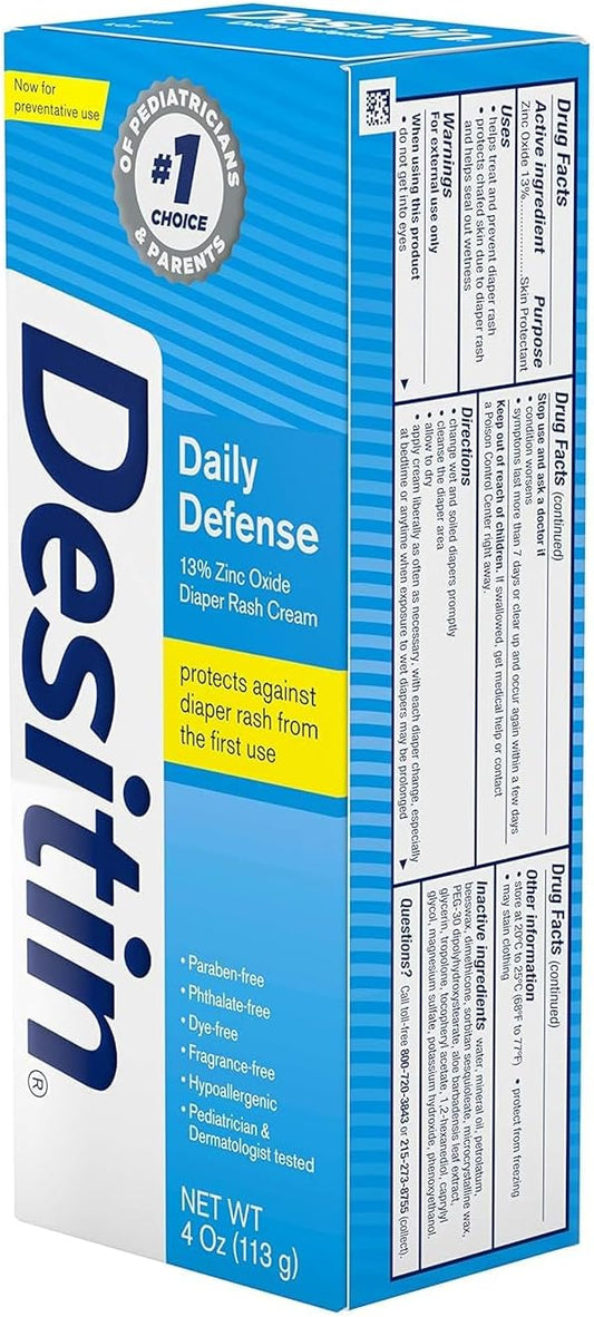 DESITIN Rapid Relief Zinc Oxide Diaper Rash Cream 4 oz ( Pack of 6)