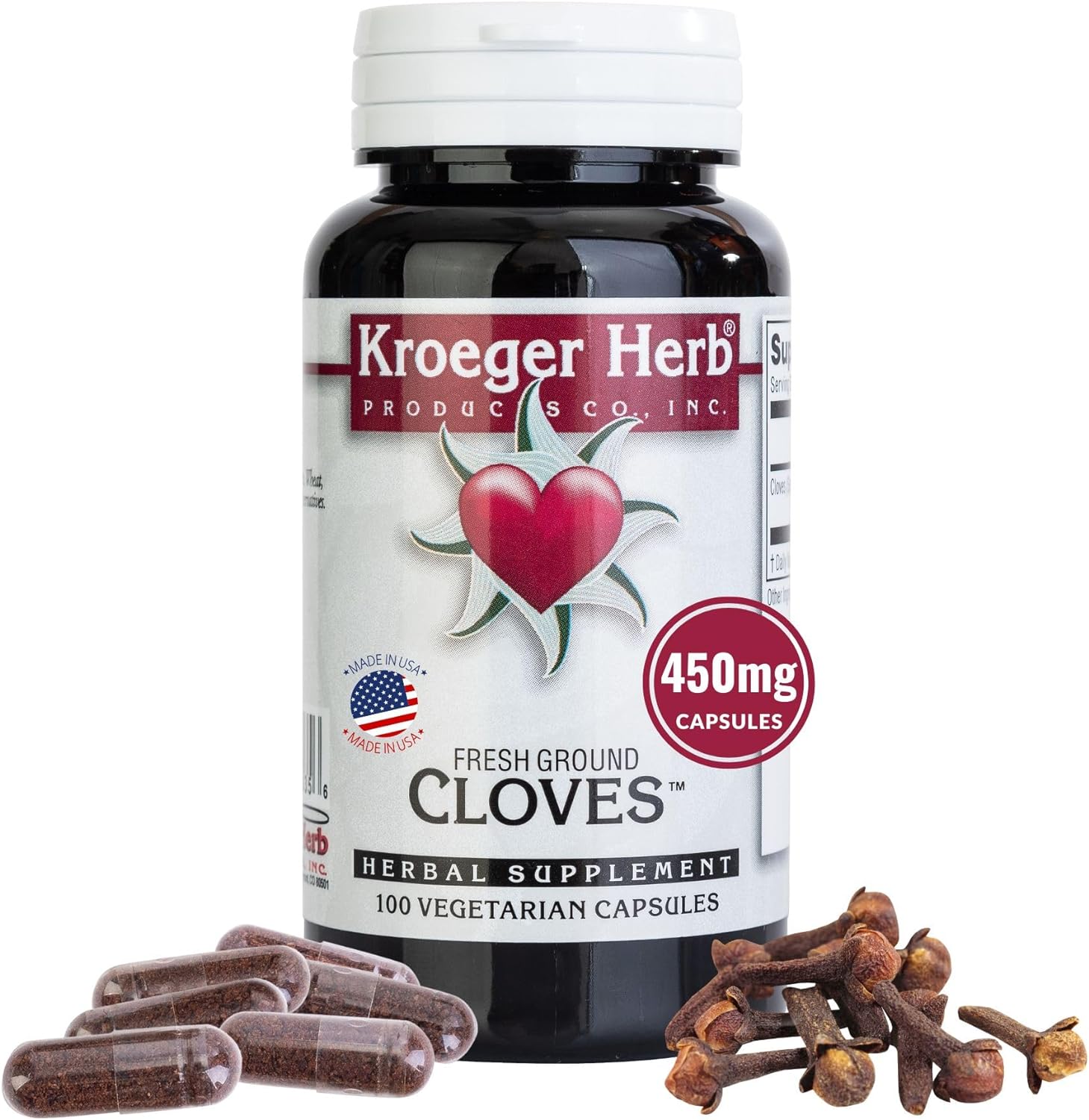 Kroeger Herb, Cloves, Natural Antioxidant, Liver Health, Digestive Supplement - Vegetarian, Non-GMO, Gluten Free, No Preservatives or Fillers - 100 Capsules