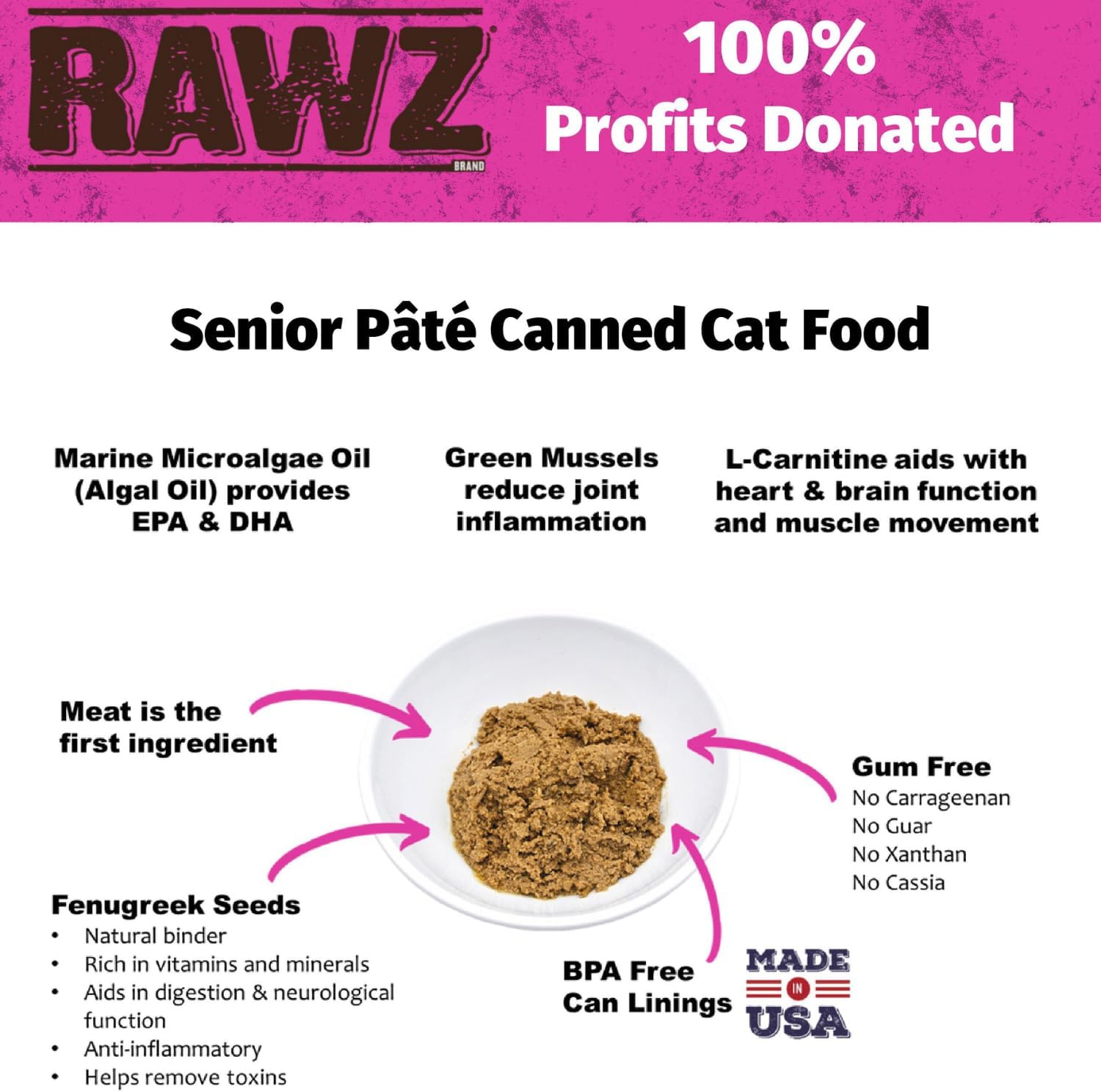 Rawz Natural Premium Pate Canned Wet Food for Senior Cats -12 Pack Cans Variety Flavor Bundle Pack -4 Flavors - (Salmon, Chicken, Tuna, Beef) with Hotspot Pets Can Lid - (5.5 oz Cans) : Pet Supplies