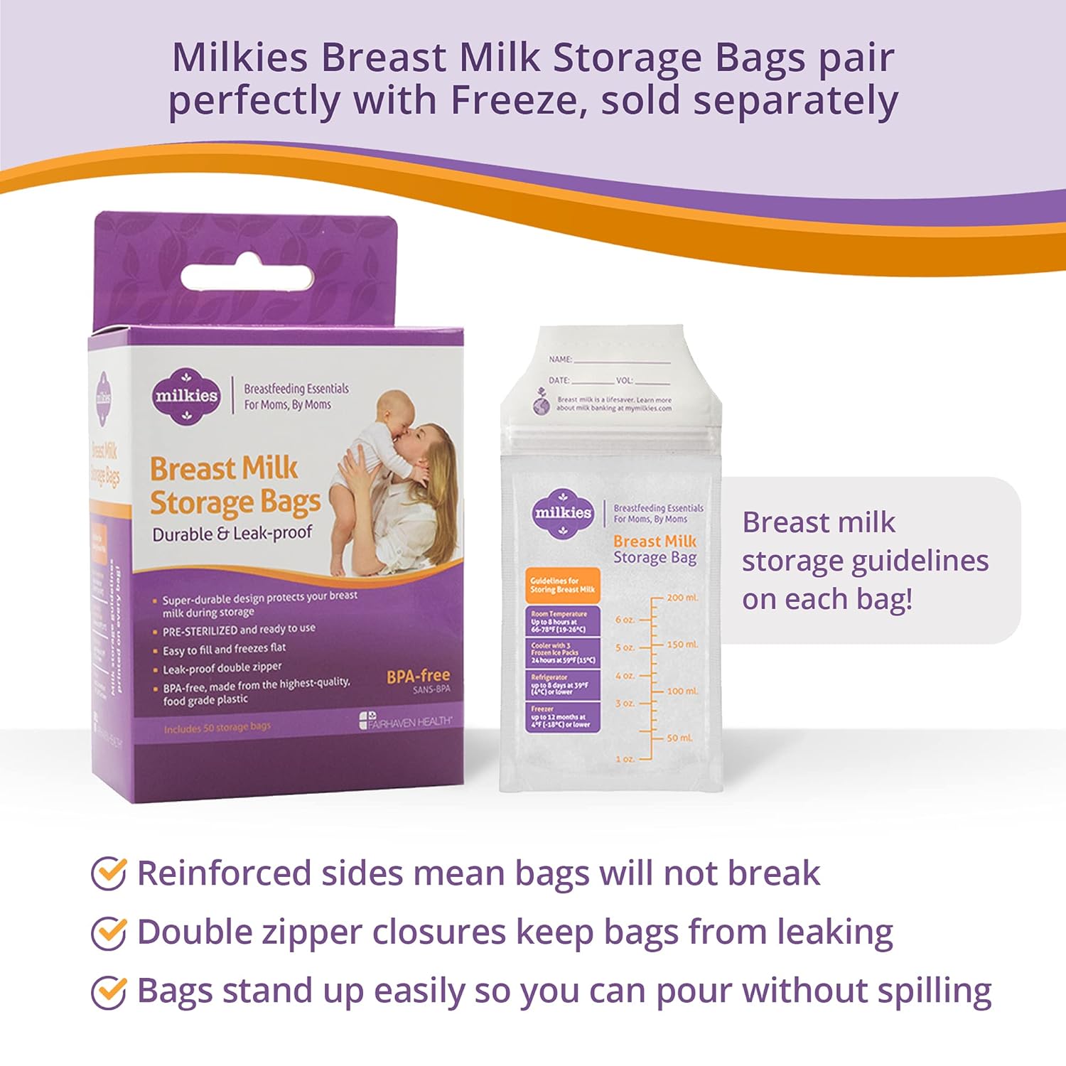 Fairhaven Health Milkies Freeze Organizer For Breast Milk Storage Bags Freezer | Breastmilk Storage Container Storing System For Freezing Breastmilk | Use With Standard Milk Bags : Baby