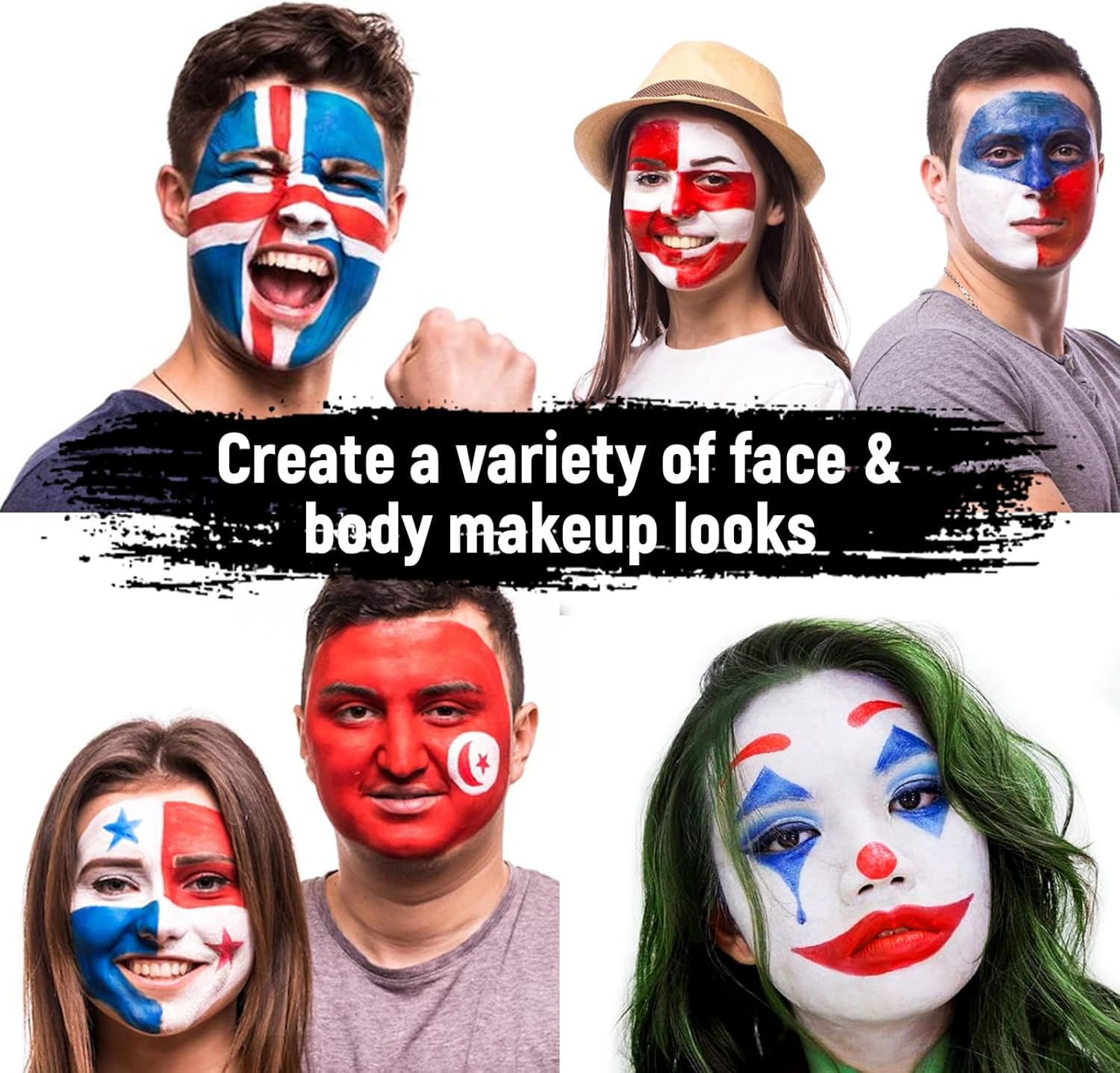 Red White Blue Face Paint - 3 Colors 12G Usa American Flag Patriotic Stripe Fan Brush Stick, Face And Body Paint For 4Th Of July Independence Day, Halloween Cosplay Makeup, Sports Events Party Stuff : Beauty & Personal Care