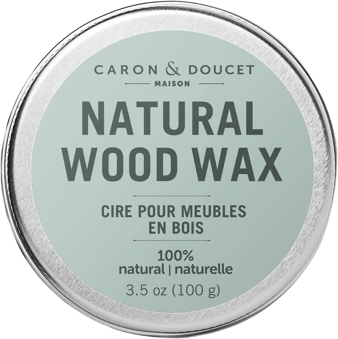 CARON & DOUCET - Natural Wood Conditioning Vegan Wax Finish - 100% Plant Based Wood Conditioning and Polishing Wax Finish - Orange Scented - Suitable for Natural Wood Furniture. (3.5oz)