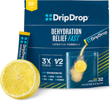 DripDrop Hydration - Electrolyte Powder Packets - Lemon - 32 Count