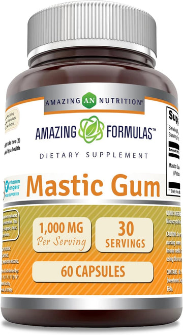 Amazing Formulas Mastic Gum Supplement 1000 Mg Per Serving 60 Capsules | Non-Gmo | Gluten Free | Made In Usa