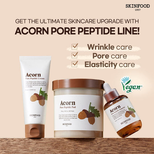 SKINFOOD Acorn Pore Peptide Cream 70ml (2.37 fl.oz) - Vegan Intensive Pore Firming Double Elasticity Cream with Peptide, Instantly Tight Enlarged Pore, Non-irritated Hydration Boosting