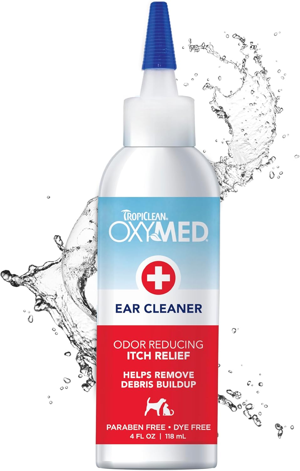 TropiClean Oxymed Cat & Dog Ear Cleaner Solution - Preventative Ear Infection Treatment For Dogs & Cats 4 Ounce