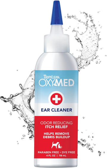 TropiClean OxyMed Medicated Dog Ear Cleaner for Pets - Ear Cleaning Solution & Treatment - Quickly Dissolves Wax, Reduces Odour, Promotes Healthy Ear Hygiene - Ear Cleaner, 118ml?OXEC4Z