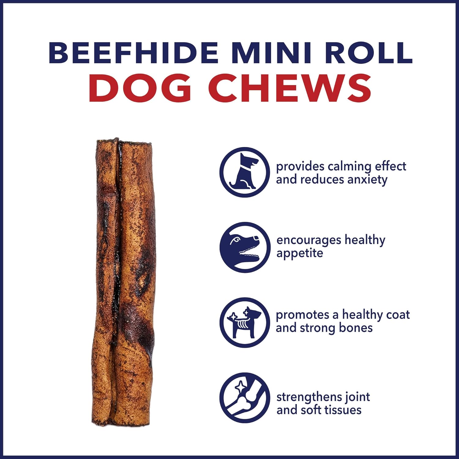 Pet Factory 100% Made in USA Beefhide 3-3.5" Mini Rolls Dog Chew Treats - Beef Flavor, 35 Count/1 Pack : Pet Supplies