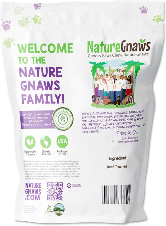 Nature Gnaws Beef Trachea for Dogs - Premium Natural Beef Bones - Simple Single Ingredient Crunchy Dog Chew Treats - Rawhide Free 6 Count