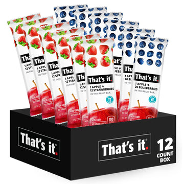 That'S It. Fruit Bars 12 Variety Pack 100% Natural Real Fruit Bar, High Fiber Vegan, Gluten Free, Paleo, Non-Gmo, No Sugar (6 Strawberry, 6 Blueberry)