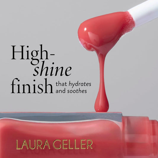 Laura Geller New York Fine Shine Glossy Lip Oil Duo, Sweet Pink + Glass Half Full - Clear Pink Lip Gloss With Hydrating Squalane