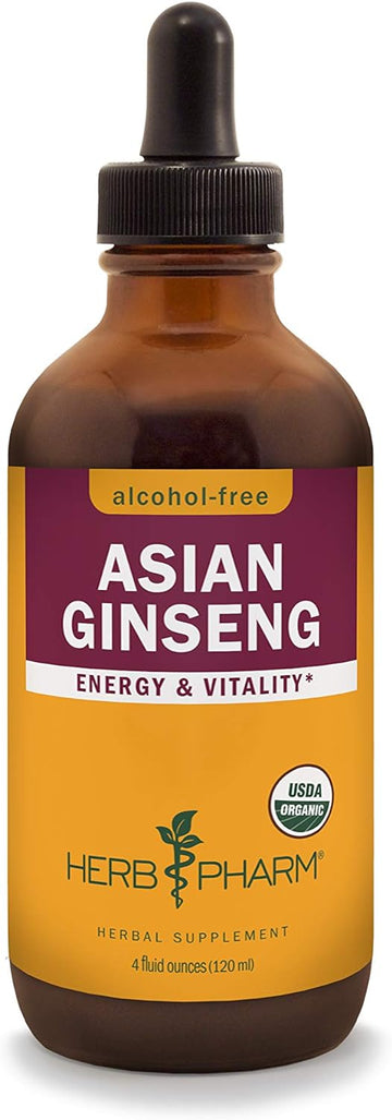 Herb Pharm Asian (Panax) Ginseng Liq Glycerite for Energy and Stamina, Alcohol-Free Glycerite, 4