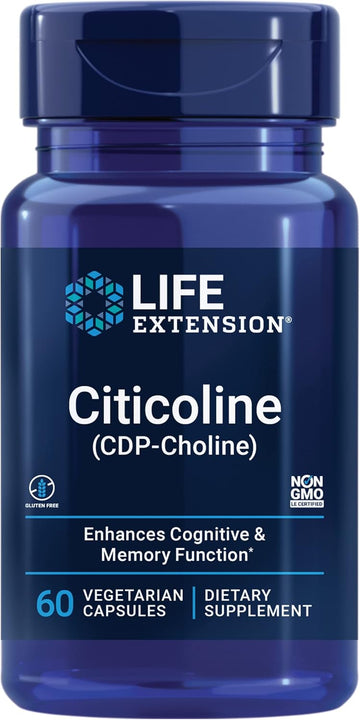 Life Extension Citicoline (Cdp-Choline) - Citicoline Supplement For Brain & Cognitive Health, Focus, Attention, Memory Function - Non-Gmo, Gluten Free, Vegetarian - 60 Capsules