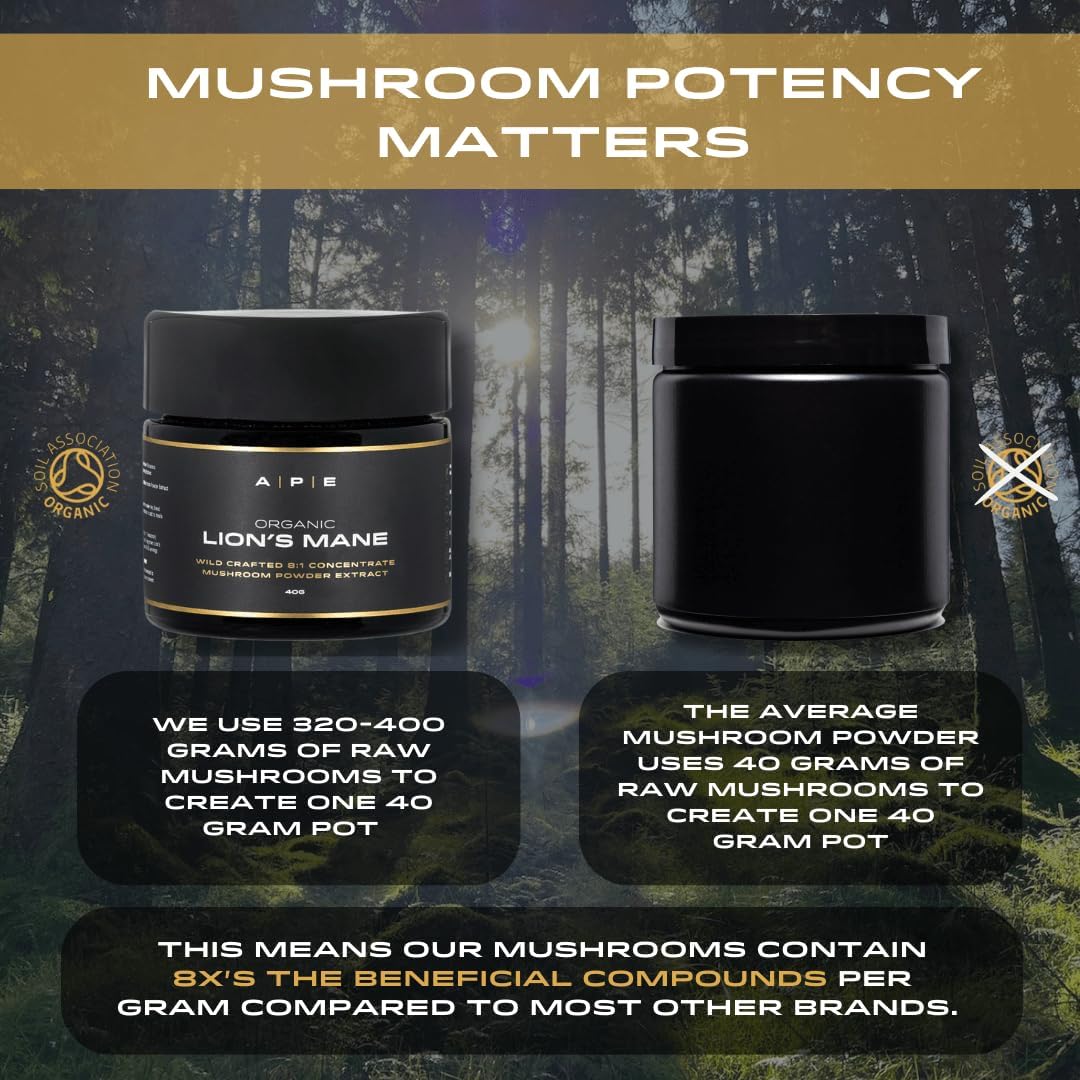 APE Nutrition Organic Cordyceps Mushroom Extract Powder - Certified Organic & Wild Crafted, Improves Energy & Muscle Function, UK Supplements, No Fillers, 40G (40-80 Servings) : Amazon.co.uk: Health & Personal Care