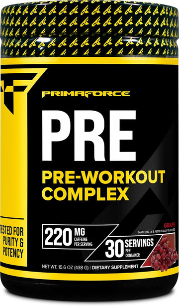 Primaforce Pre-Workout Complex Powder (Grape, 30 Servings) - Fitness S