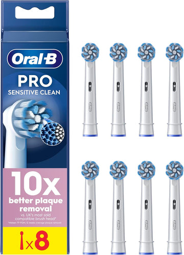 Oral-B Pro Sensitive Clean Electric Toothbrush Head, X-Shaped & Extra Soft Bristles For Gentle Brushing & Plaque Removal, Pack Of 8 Toothbrush Heads, White (Packing May Vary)