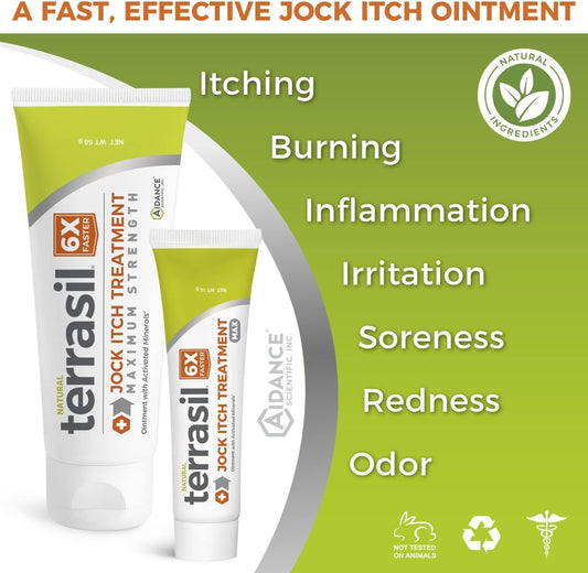 Terrasil Jock Itch Cream, Clotrimazole 1% Antifungal Jock Itch Medicine Extra Strength, Fast Relief, Natural Soothing Care (0.5 Oz)