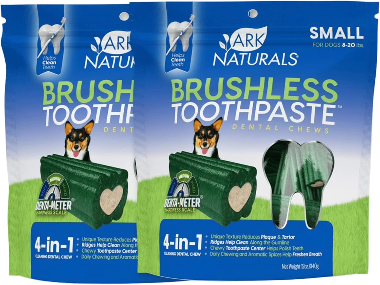 Ark Naturals Brushless Toothpaste, Small Breed Dog Dental Chews Bundle Pack, Vet Recommended, 2 Pack, Green With White Center (40020)