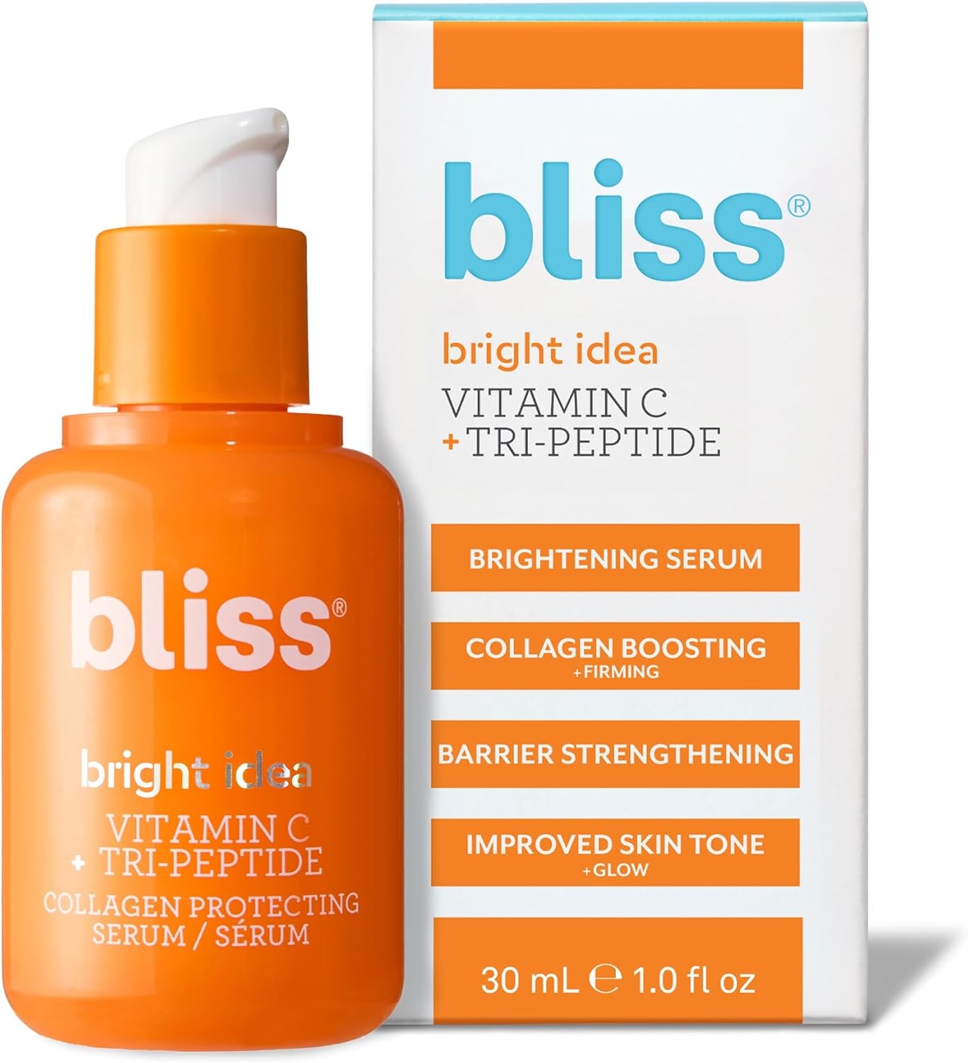 Bliss Vitamin C + Tri-Peptide Bright Idea Serum – 15% Brightening + Barrier Boost Complex for Radiant, Firm Skin – Anti-Aging Face Serum Boosts Collagen & Elasticity